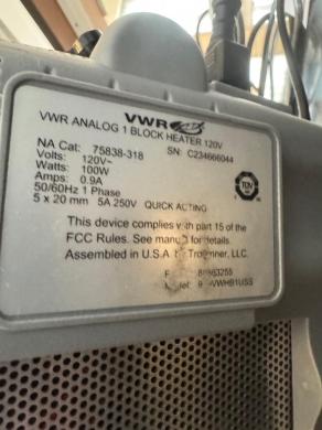VWR Analog Heatblock Model 949VWHB1USS for Precise Sample Heating-cover