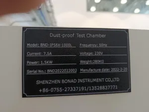 Shenzhen Bonad IP5X/IP6X Dust Test Chamber 1000L Capacity for Environmental and IP Testing, 2 of 6