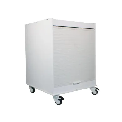 TrippNT White Equipment Cart 24x24 with Adjustable Shelf and Tambour Door, 35" Height
