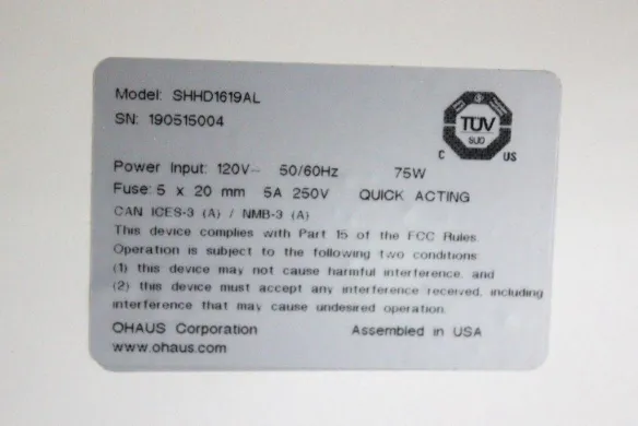 Ohaus Benchtop Orbital Shaker SHHD1619AL with 19 mm Orbit for Laboratory Mixing