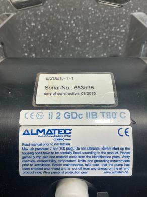 ALMATEC B20BN-T-1 Pneumatic Double Diaphragm Pump for Chemical Fluid Transfer-cover