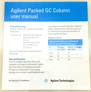 Agilent HayeSep Q Packed GC Column G3591-81023, 0.5 m, 1/8" OD × 2 mm ID