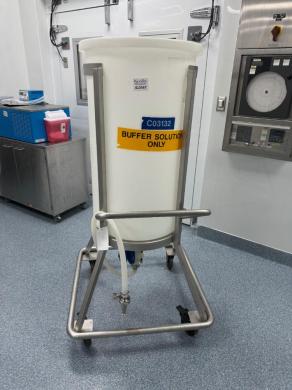200 Liter Plastic Buffer Tank with Stainless Steel Cart for Laboratory Use-cover