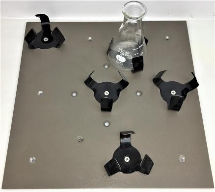 Flask Holder Platform Attachment with 5 x 250mL Flask Clamps, 14" x 14"-cover