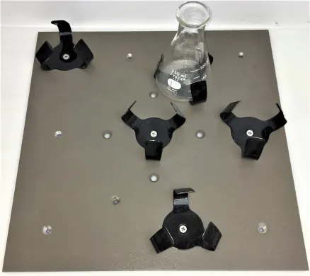 Flask Holder Platform Attachment with 5 x 250mL Flask Clamps, 14" x 14"