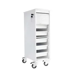 TrippNT 6 Shelf Narrow Locking Cart with Locking Roll-Top Door and HDPE Construction, 5 of 11