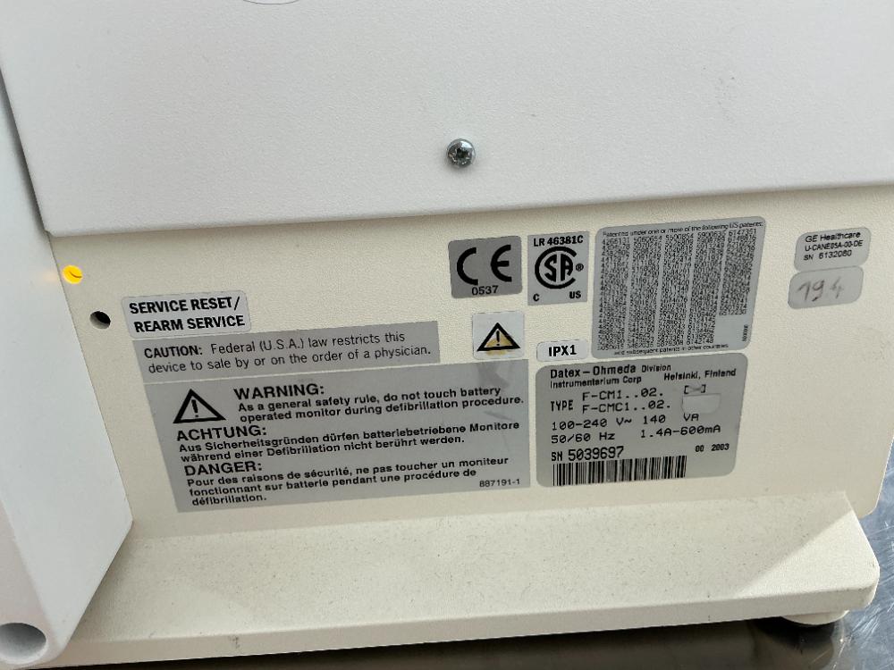 GE Datex-Ohmeda S/5 F-CM1-02 Clinical Patient Monitor Module