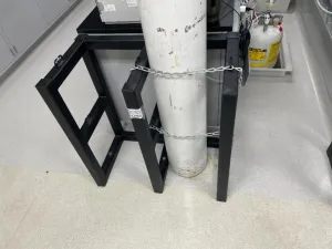 Laboratory Gas Cylinder Holder Rack with Metal Frame and Securing Chains, 2 of 2
