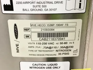 MVE HEco 1536P-190 Cryogenic Liquid Nitrogen Vapor Storage Freezer, 12 of 13