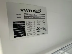 VWR HCUCBI-0404SAD Undercounter Laboratory Refrigerator with Digital Temperature Control, 3 of 3
