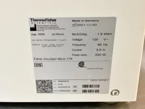 Fisher Scientific AccuSpin Micro 17R Refrigerated Microcentrifuge with Fixed Angle Rotor, 12 of 12