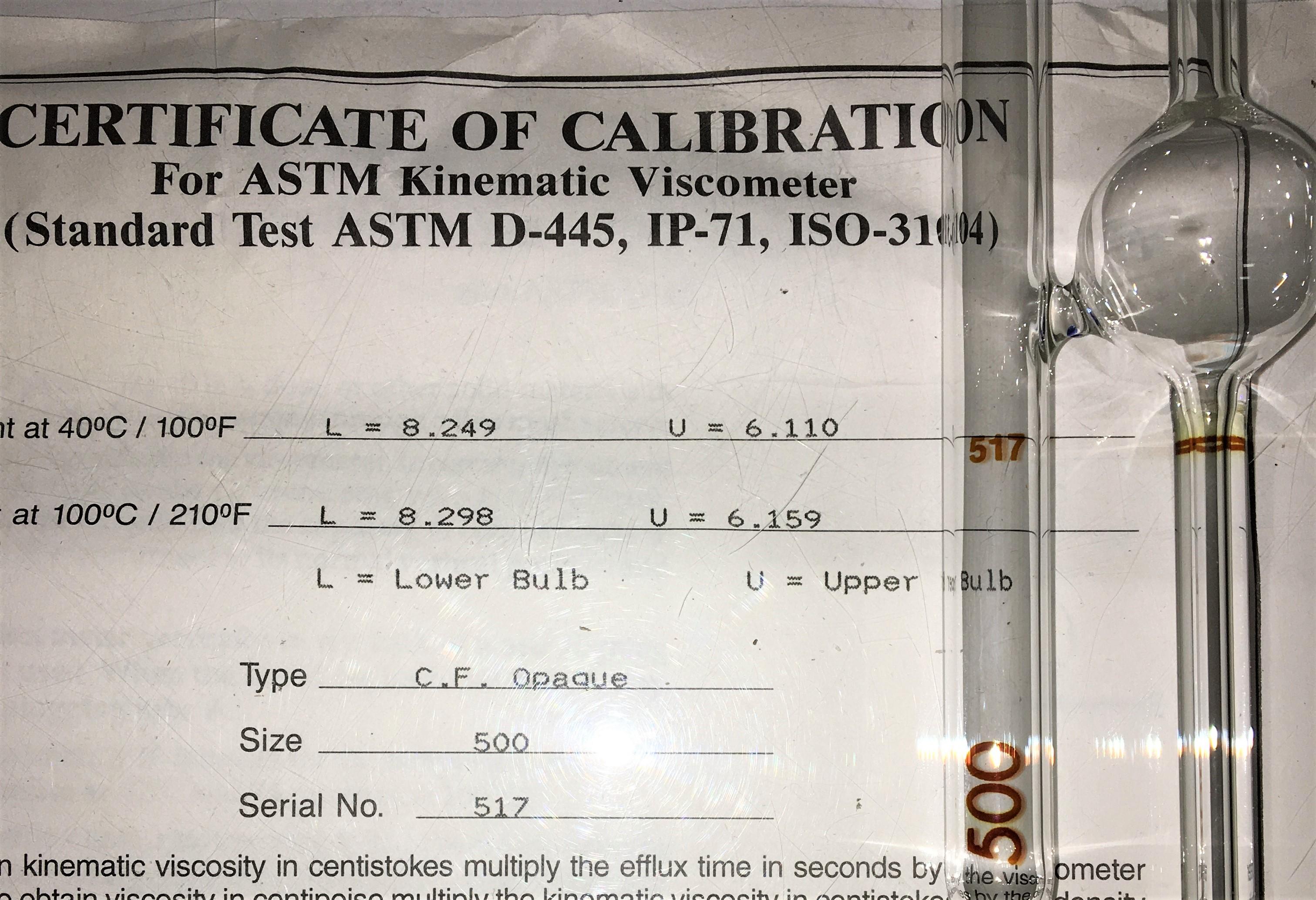 Cannon-Fenske CFOC-500 Certified Opaque Viscometer Tube - Size 500