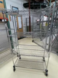 Uline 4 ft Chrome Wire Shelving Unit with 4 Adjustable Shelves and Caster Wheels, 2 of 3