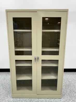 Metal Storage Cabinet with Lockable Glass Doors and Adjustable Shelves for Laboratory Use-cover