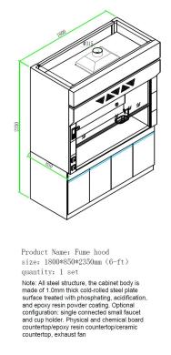 Winband 6-Ft Standard All-Steel Laboratory Fume Hood with Epoxy Work Surface-cover