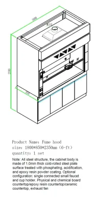 Winband 6-Ft Standard All-Steel Laboratory Fume Hood with Epoxy Work Surface