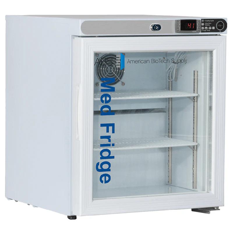 American BioTech Supply 1 Cu Ft Pharmacy Glass Door Refrigerator PH-ABT-HC-UCFS-0104G