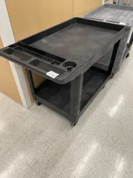 Two-Tier Plastic Laboratory Utility Cart with Swivel Caster Wheels and Integrated Handle, 2 of 3