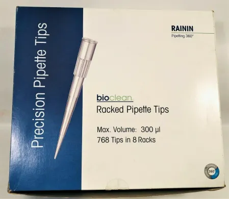 Rainin Bioclean RT-L300 Racked Pipette Tips - 300 μL, 768 Tips in 8 Racks