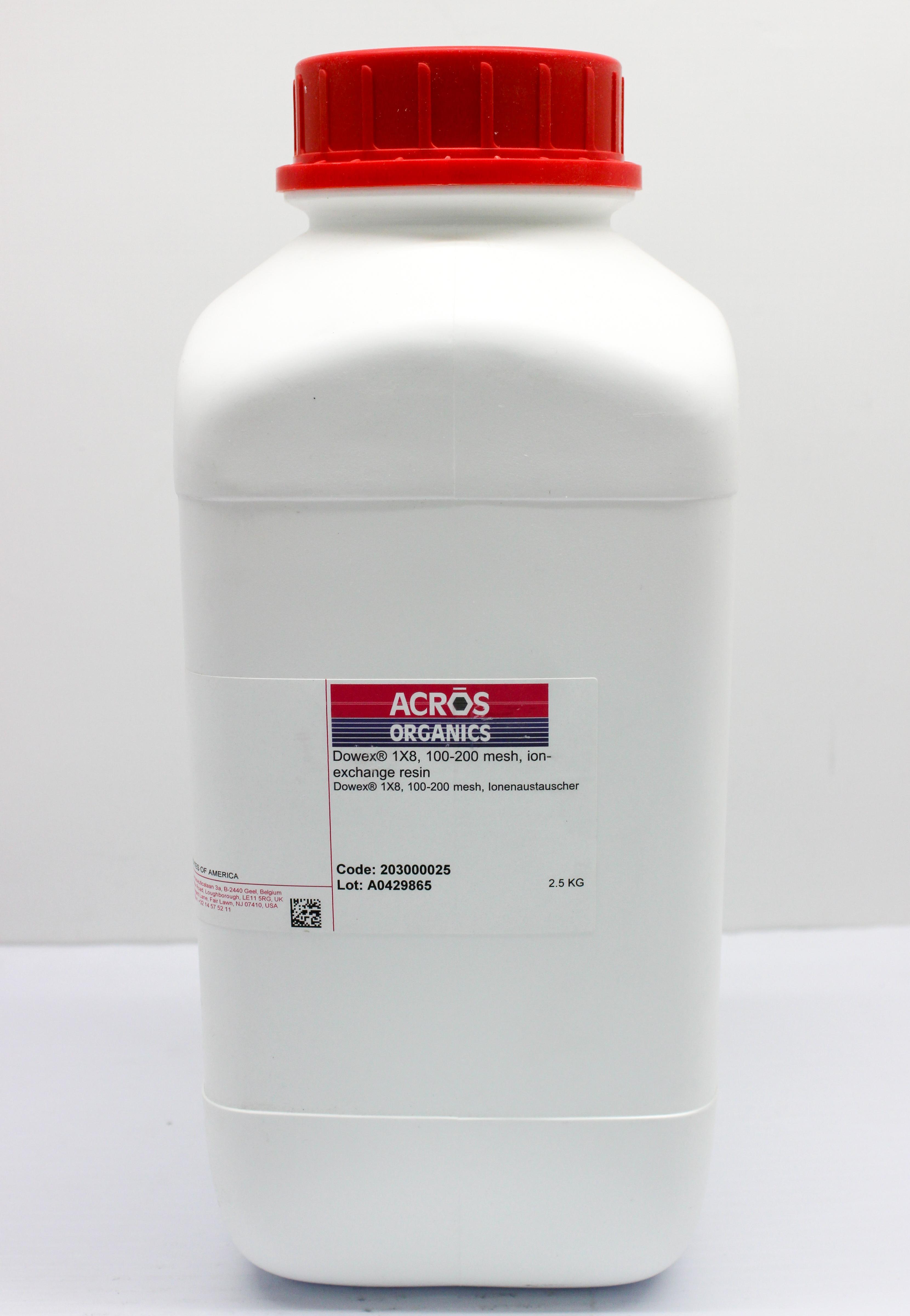 Acros Organics Dowex 1X8 Strongly Basic Anion-Exchange Resin 100-200 Mesh, 2.5kg
