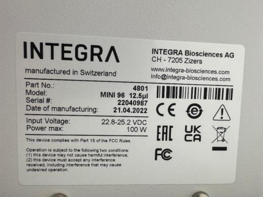 INTEGRA Mini 96 12.5 µL Automatic Multichannel Pipettor for High-Throughput Liquid Handling-cover