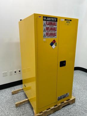 Justrite Sure-Grip EX 45-gallon yellow flammable liquid storage cabinet-cover