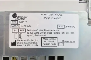 Beckman Coulter Avanti J 15R Benchtop Refrigerated High-Speed Centrifuge, 11 of 15