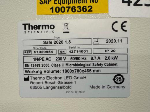 Thermo Safe 2020 1.8 Class II Microbiological Safety Cabinet 6'-cover