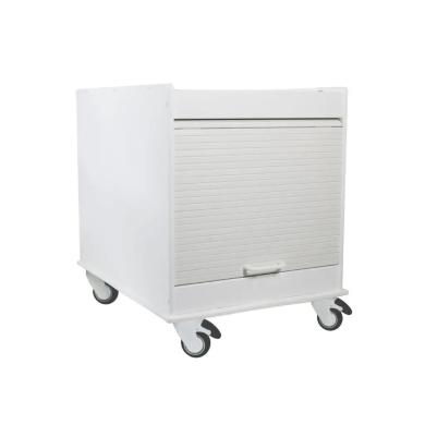TrippNT White Equipment Cart 18x24 Tray Top with Adjustable Shelf and Tambour Door-cover