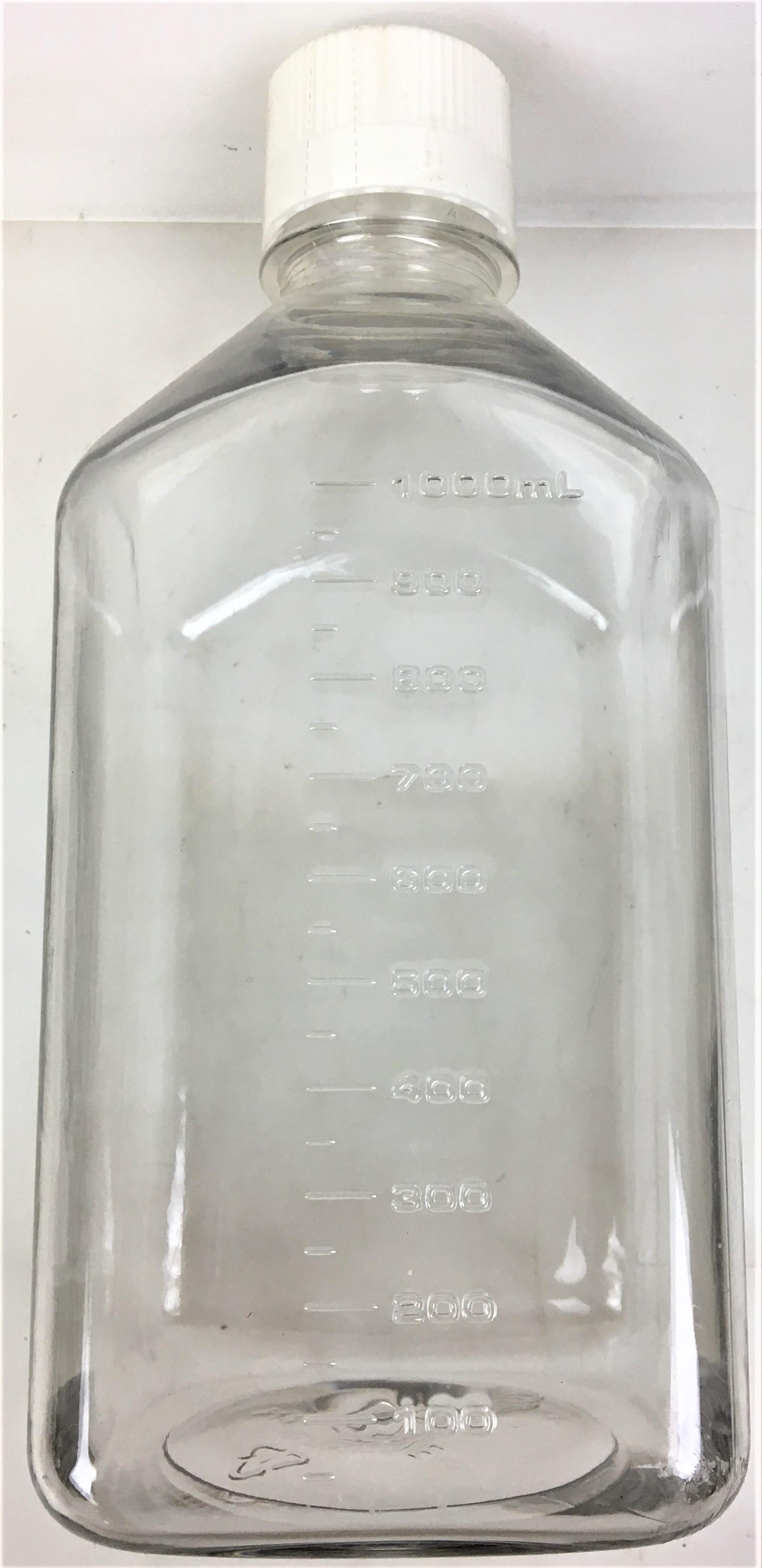 Nalgene 2019-1000 1L Square Sterile PETG Media Bottle with 38-430 Closure (Pack of 4)