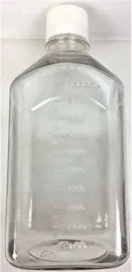 Nalgene 2019-1000 1L Square Sterile PETG Media Bottle with 38-430 Closure (Pack of 4)