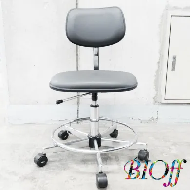 Toyo Kogei SK-825 Black Laboratory Chair with Backrest and Casters
