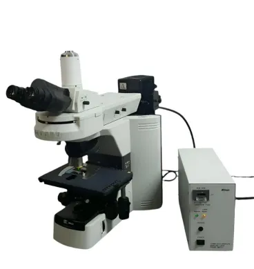 Nikon 80i Fluorescence Microscope with Trinocular Head and Multiple Objectives