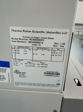 Thermo Scientific Revco RDE60086FD -80°C Ultra Low Temperature Laboratory Freezer-cover