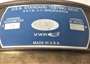 VWR 8" Brass Frame Stainless Steel Cloth Sieve with 20μm Aperture, 5 of 6