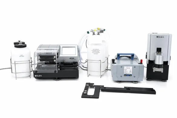 Agilent BioTek 405 TS HT Microplate Washer with BioStack 3WR and Vacuum Pump