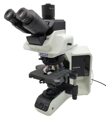 Olympus BX53 LED Upright Microscope with Apo 2x Objective and Tilting Ergo Trinocular Head-cover