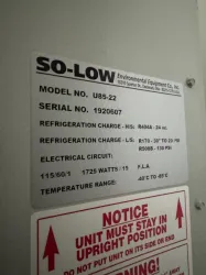 So-Low U85-22 Ultra Low Temperature (-80°C) Laboratory Freezer, 2 of 2