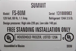 Summit FS60M-L 5.0 cu.ft. Manual Defrost Upright Freezer, 22-inch Width, 2 of 9