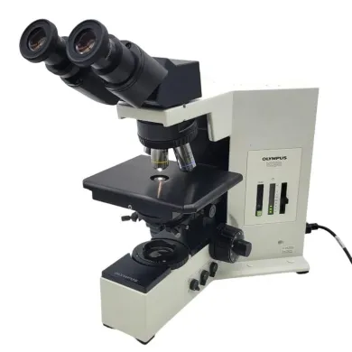 Olympus BX50 Microscope with Binocular Head, Fixed Stage, Objectives 4x/10x/40x