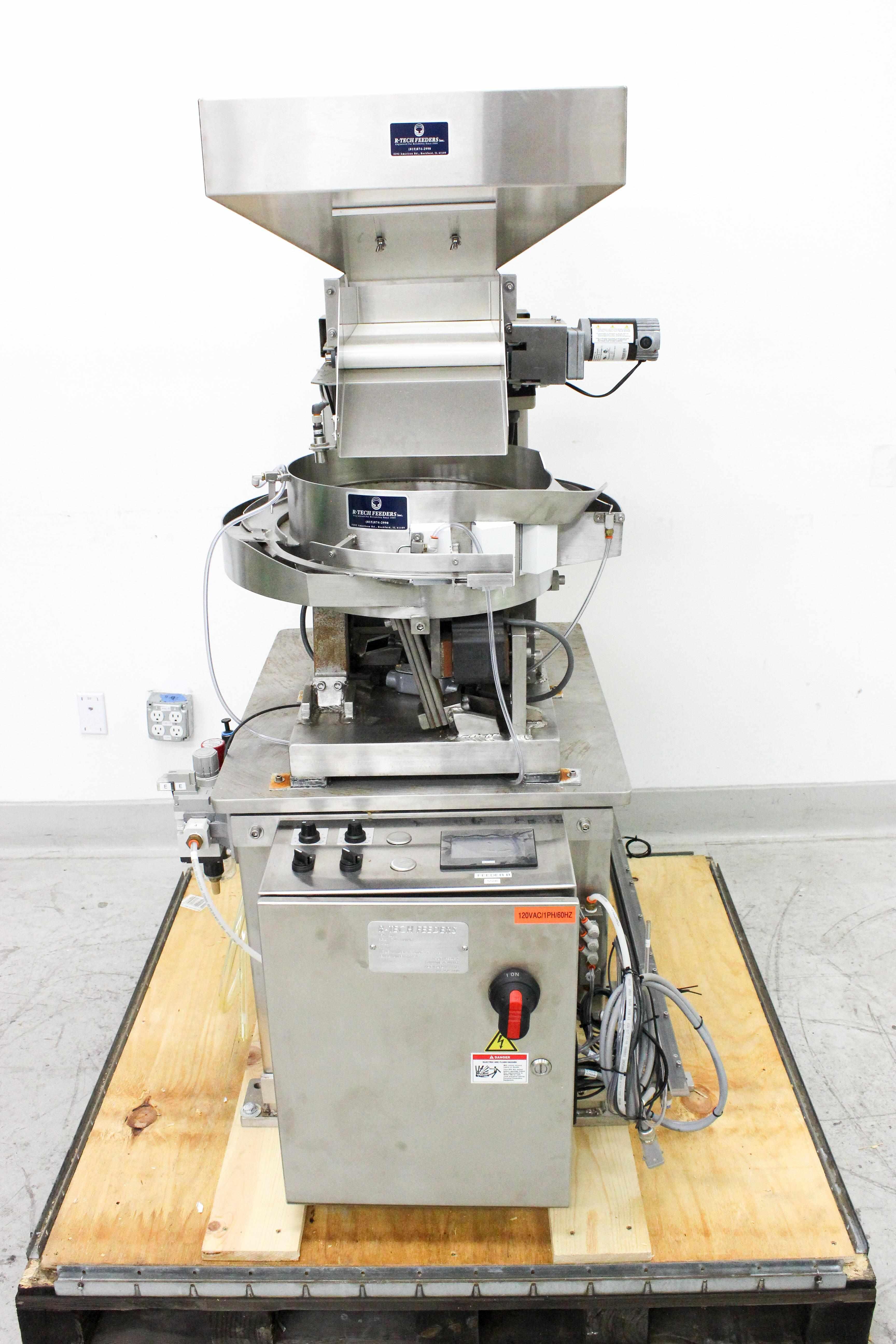 R-Tech 15-110AC-FC-B-H-CS Vibratory Bowl Feeder with Integrated Hopper, 900 lbs Capacity