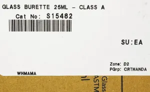Eisco CH0240B Class A 25mL Glass Burette with PTFE Stopcock, 3 of 3