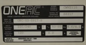 OneAc AC Power Interface Model CMV2110, 2 of 2