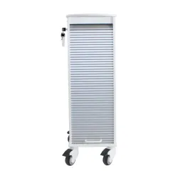TrippNT 6 Shelf Narrow Locking Cart with Locking Roll-Top Door and HDPE Construction, 9 of 11