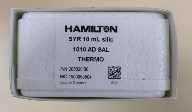 Hamilton SYR 10 mL silic 1010 AD SAL THERMO Syringe, Model 208830/00, Turnkey System-cover