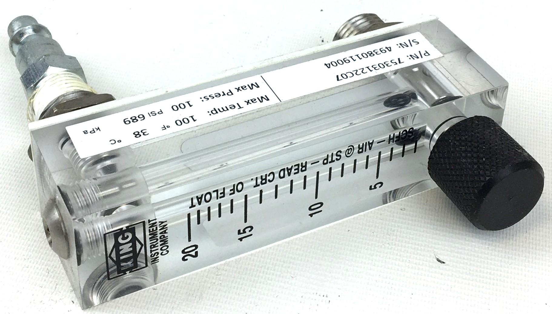 King Instrument 7530 Series 75mm Rotameter with Stainless Steel Components