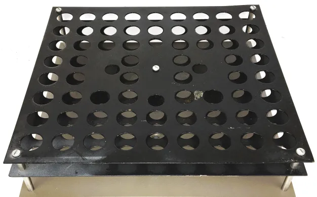 Tube Holder Platform Attachment for Shaker (64 x 25mm Diam) - 14" x 13"